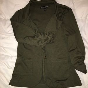 army green blazer with single button